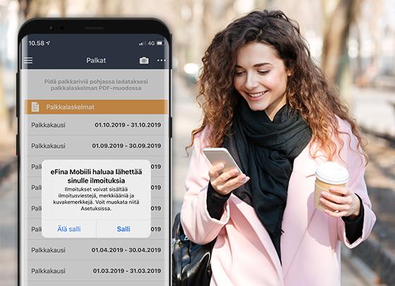 eFina Mobiili uudistuu: ilmoitus uudesta palkkalaskelmasta