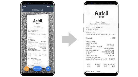 eFina Mobiili rajaa kuvan automaattisesti