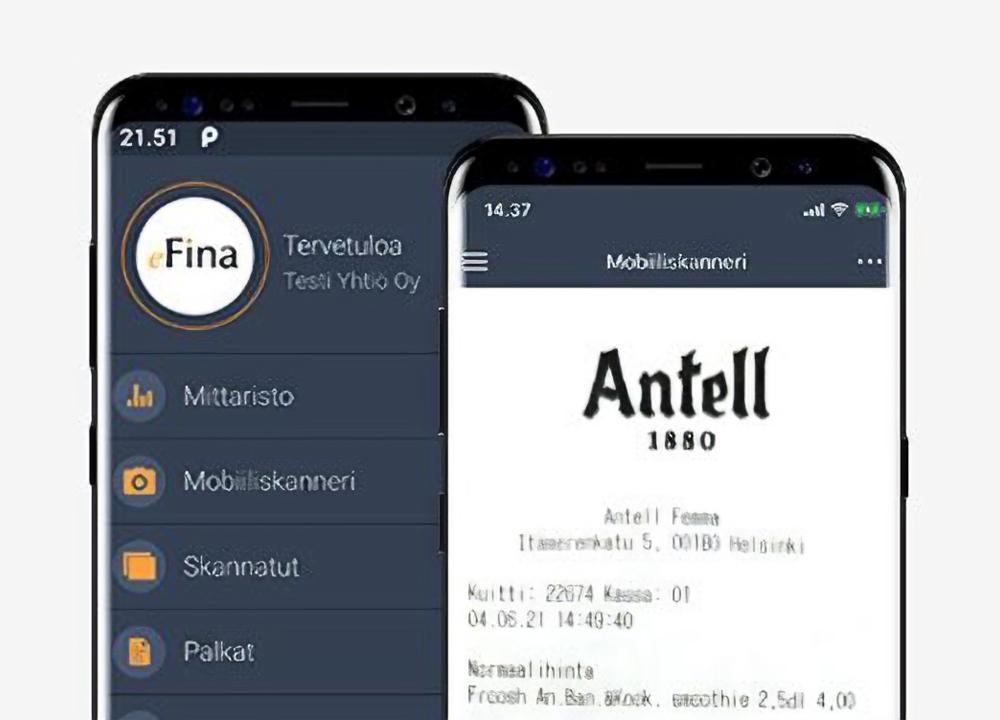 Administer eFina mobiiliskanneri puhelimessa Administer eFina mobiiliskanneri puhelimessa