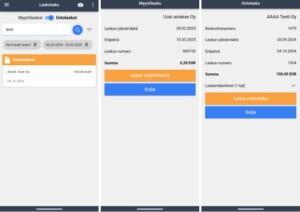 Uusi eFina mobiili Myynti ja ostolaskut hakeminen
